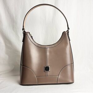 Dooney & Bourke Taupe Leather Selleria Hobo Shoulder Bag EUC